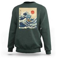 Funny Six Seven Surfing Sweatshirt The Great Wave Kanagawa Japanese 67 Brainrot Meme