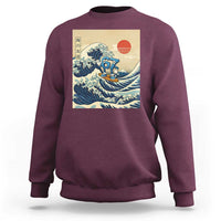 Funny Six Seven Surfing Sweatshirt The Great Wave Kanagawa Japanese 67 Brainrot Meme