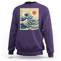 Funny Six Seven Surfing Sweatshirt The Great Wave Kanagawa Japanese 67 Brainrot Meme