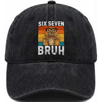 67 Groundhog Meme Washed Cotton Baseball Cap Funny Six Seven Bruh Groundhog Day
