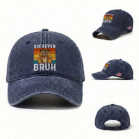 67 Groundhog Meme Washed Cotton Baseball Cap Funny Six Seven Bruh Groundhog Day