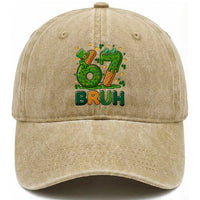 67 St Patricks Day Washed Cotton Baseball Cap Funny Six Seven Bruh Meme