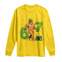 67 St Patricks Day Long Sleeve Shirt Funny Bigfoot Six Seven Shamrock Party Meme