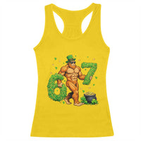 67 St Patricks Day Racerback Tank Top Funny Bigfoot Six Seven Shamrock Party Meme
