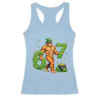 67 St Patricks Day Racerback Tank Top Funny Bigfoot Six Seven Shamrock Party Meme
