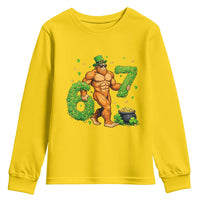 67 St Patricks Day Youth Sweatshirt Funny Bigfoot Six Seven Shamrock Party Meme