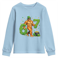 67 St Patricks Day Youth Sweatshirt Funny Bigfoot Six Seven Shamrock Party Meme