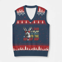 I Said A Hip Hop The Hippity To The Hip Hip Hop V-Neck Knit Sweater Vest Funny Easter Bunny Rapper Sunglasses