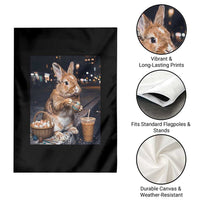 Easter Bunny Iced Coffee Garden Flag Funny Rabbit Egg Painting