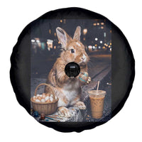 Easter Bunny Iced Coffee Spare Tire Cover Funny Rabbit Egg Painting