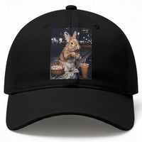 Easter Bunny Iced Coffee Baseball Cap Funny Rabbit Egg Painting