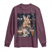 Easter Bunny Iced Coffee Long Sleeve Shirt Funny Rabbit Egg Painting