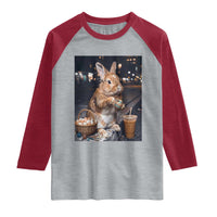 Easter Bunny Iced Coffee Raglan Shirt Funny Rabbit Egg Painting