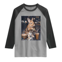 Easter Bunny Iced Coffee Raglan Shirt Funny Rabbit Egg Painting