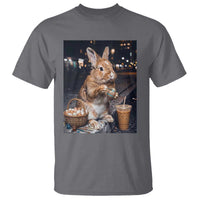 Easter Bunny Iced Coffee T Shirt Funny Rabbit Egg Painting