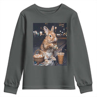 Easter Bunny Iced Coffee Youth Sweatshirt Funny Rabbit Egg Painting