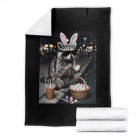 Easter Raccoon Iced Coffee Throw Blanket Funny Trash Panda Egg Painting