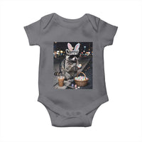 Easter Raccoon Iced Coffee Baby Onesie Funny Trash Panda Egg Painting