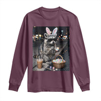 Easter Raccoon Iced Coffee Long Sleeve Shirt Funny Trash Panda Egg Painting