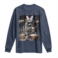 Easter Raccoon Iced Coffee Long Sleeve Shirt Funny Trash Panda Egg Painting