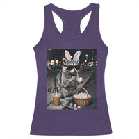 Easter Raccoon Iced Coffee Racerback Tank Top Funny Trash Panda Egg Painting