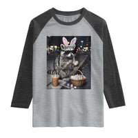 Easter Raccoon Iced Coffee Raglan Shirt Funny Trash Panda Egg Painting