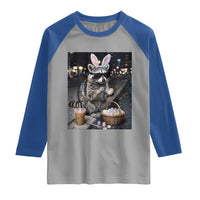 Easter Raccoon Iced Coffee Raglan Shirt Funny Trash Panda Egg Painting