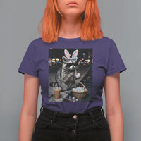 Easter Raccoon Iced Coffee T Shirt For Women Funny Trash Panda Egg Painting