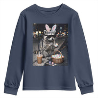 Easter Raccoon Iced Coffee Youth Sweatshirt Funny Trash Panda Egg Painting