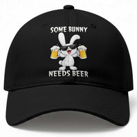 Funny Easter Bunny Drinking Beer Baseball Cap Some Bunny Needs Beer