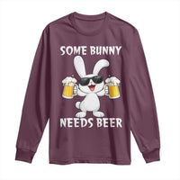 Funny Easter Bunny Drinking Beer Long Sleeve Shirt Some Bunny Needs Beer