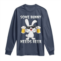 Funny Easter Bunny Drinking Beer Long Sleeve Shirt Some Bunny Needs Beer