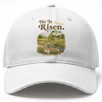 He Is Risen Hop On Baseball Cap Christian Easter Frog