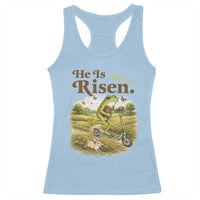 He Is Risen Hop On Racerback Tank Top Christian Easter Frog