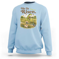 He Is Risen Hop On Sweatshirt Christian Easter Frog