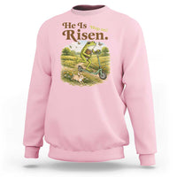 He Is Risen Hop On Sweatshirt Christian Easter Frog