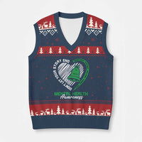 Mental Health Awarenes V-Neck Knit Sweater Vest Green Ribbon Inspirational Psychologist Therapist