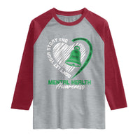 Mental Health Awarenes Raglan Shirt Green Ribbon Inspirational Psychologist Therapist