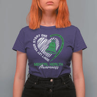 Mental Health Awarenes T Shirt For Women Green Ribbon Inspirational Psychologist Therapist