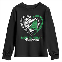 Mental Health Awarenes Youth Sweatshirt Green Ribbon Inspirational Psychologist Therapist