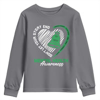 Mental Health Awarenes Youth Sweatshirt Green Ribbon Inspirational Psychologist Therapist