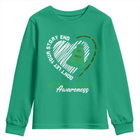 Mental Health Awarenes Youth Sweatshirt Green Ribbon Inspirational Psychologist Therapist
