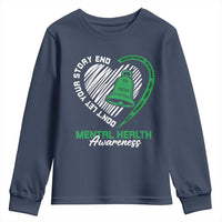 Mental Health Awarenes Youth Sweatshirt Green Ribbon Inspirational Psychologist Therapist