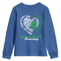 Mental Health Awarenes Youth Sweatshirt Green Ribbon Inspirational Psychologist Therapist