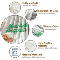 Mental Health Matters Awareness Throw Blanket Support Squad Green Ribbon