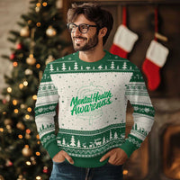 Mental Health Matters Awareness Ugly Christmas Sweater Support Squad Green Ribbon
