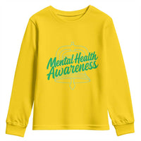 Mental Health Matters Awareness Youth Sweatshirt Support Squad Green Ribbon