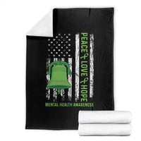 Mental Health Awarenes Throw Blanket Peace Love Hope Green Ribbon