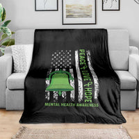 Mental Health Awarenes Throw Blanket Peace Love Hope Green Ribbon