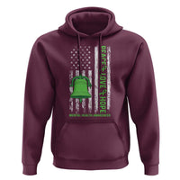 Mental Health Awarenes Hoodie Peace Love Hope Green Ribbon